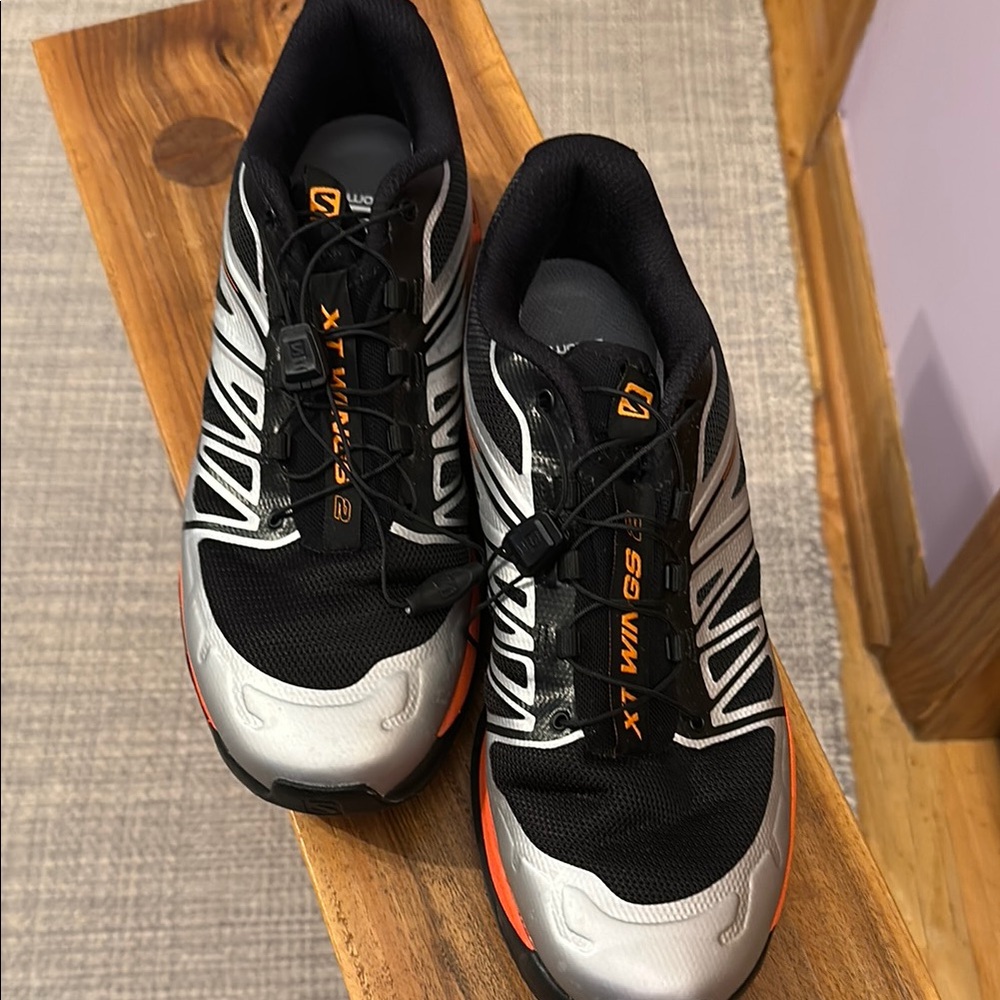 Salomon XT-Wings 2 Black Silver Vibrant Orange Men's Shoes size 9.5. - Picture 7 of 16